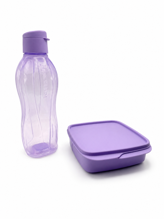 Botella Eco 750 ml + Snack con divisiones cuadrado 550 ml